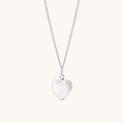 Pearl Heart Necklace Silver